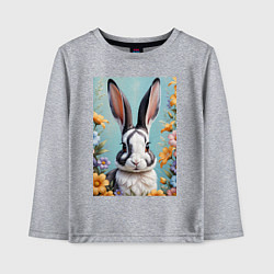 Лонгслив хлопковый детский Кролик в цветах, цвет: меланж
