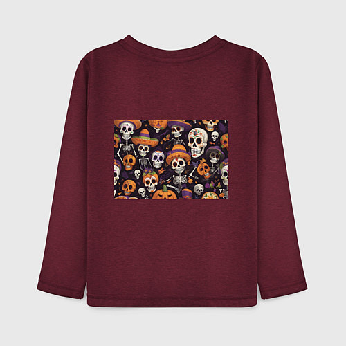 Детский лонгслив Страшилки хэллоуин / Меланж-бордовый – фото 2