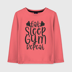Лонгслив хлопковый детский Eat sleep gym, цвет: коралловый