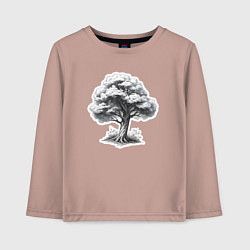 Лонгслив хлопковый детский Скетч черно-белый дерево, цвет: пыльно-розовый