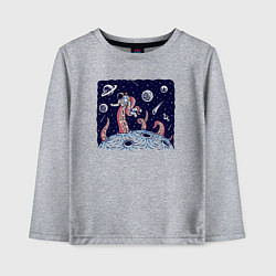 Лонгслив хлопковый детский Схватка с осьминогом в космосе, цвет: меланж
