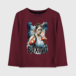 Лонгслив хлопковый детский Искусство боя, цвет: меланж-бордовый