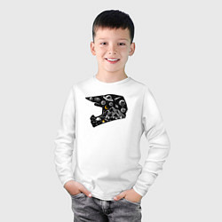 Лонгслив хлопковый детский Космический кемпер, цвет: белый — фото 2