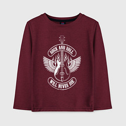 Лонгслив хлопковый детский Rock n roll guitar, цвет: меланж-бордовый