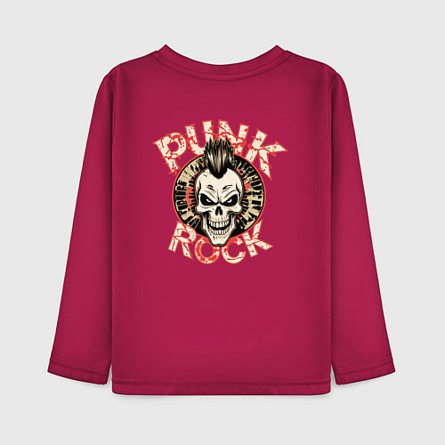 Детский лонгслив Панк рок на фоне черепа панка / Маджента – фото 2