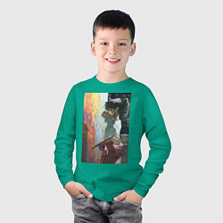 Лонгслив хлопковый детский Художник рисует, цвет: зеленый — фото 2