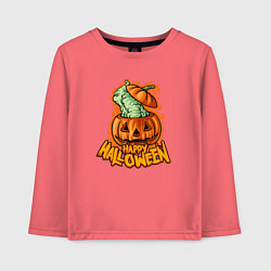 Лонгслив хлопковый детский Отличного Хэллоуина, цвет: коралловый