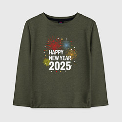 Лонгслив хлопковый детский Фейерверк радости в 2025 году, цвет: меланж-хаки