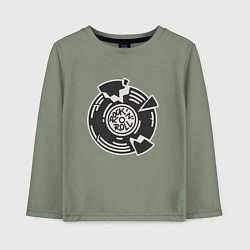 Лонгслив хлопковый детский Рок н ролл пластинка, цвет: авокадо