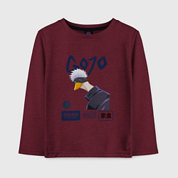 Лонгслив хлопковый детский Утка Годжо Сатору - Магическая битва, цвет: меланж-бордовый