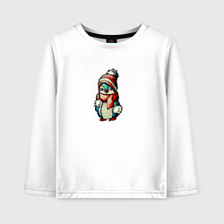 Детский лонгслив Пингвинчик в новогодней шапочке