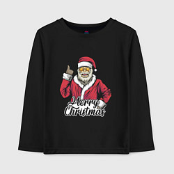 Лонгслив хлопковый детский Christmas Santa, цвет: черный