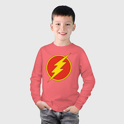 Лонгслив хлопковый детский Flash logo, цвет: коралловый — фото 2