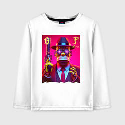 Лонгслив хлопковый детский Cyber godfather Homer Simpson - mafia, цвет: белый