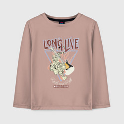Лонгслив хлопковый детский Живи долго рок н роллом, цвет: пыльно-розовый