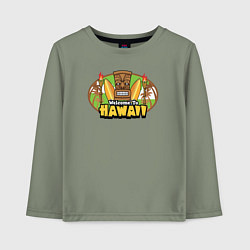 Лонгслив хлопковый детский Гавайи - добро пожаловать, цвет: авокадо