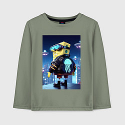 Лонгслив хлопковый детский Sponge Bob - cyberpunk, цвет: авокадо