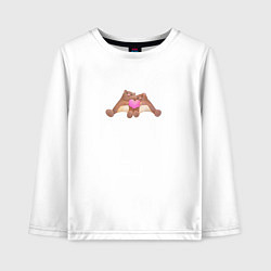 Лонгслив хлопковый детский Влюбленные мишки с сердечком, цвет: белый