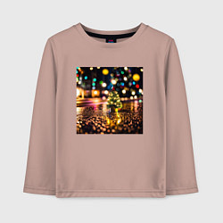 Лонгслив хлопковый детский Новогодняя маленькая ёлочка, цвет: пыльно-розовый