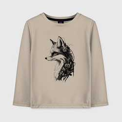 Лонгслив хлопковый детский Лис-андроид, цвет: миндальный