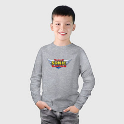 Лонгслив хлопковый детский Team Sonic racing - logo, цвет: меланж — фото 2