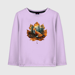 Лонгслив хлопковый детский Лиса и лист, цвет: лаванда