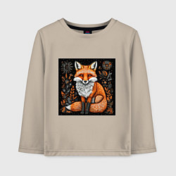 Лонгслив хлопковый детский Лиса в ночном лесу, цвет: миндальный