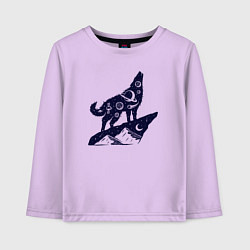 Лонгслив хлопковый детский Космический волк, цвет: лаванда