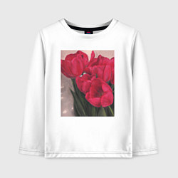 Детский лонгслив Тюльпаны красные