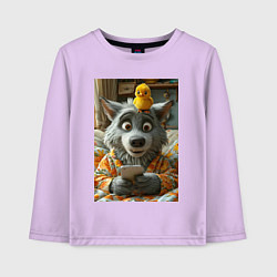 Лонгслив хлопковый детский Волк и цыпа, цвет: лаванда