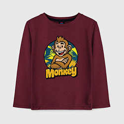 Лонгслив хлопковый детский Monkey jungle, цвет: меланж-бордовый