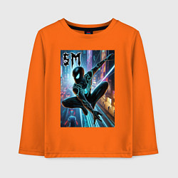 Лонгслив хлопковый детский Neon Spider-man - ai art fantasy, цвет: оранжевый