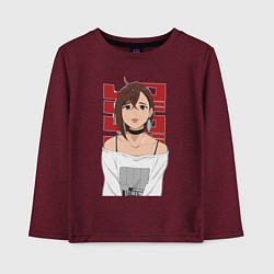 Лонгслив хлопковый детский Дандадан: Момо, цвет: меланж-бордовый