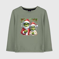 Лонгслив хлопковый детский Гринч и миссис похититель рождества, цвет: авокадо