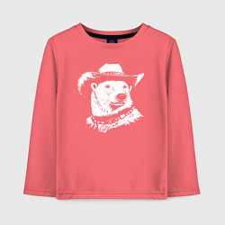 Лонгслив хлопковый детский Белый медведь ковбой, цвет: коралловый