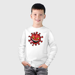 Лонгслив хлопковый детский Забавный вирус, цвет: белый — фото 2