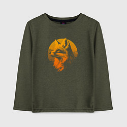 Лонгслив хлопковый детский Гордая лиса, цвет: меланж-хаки
