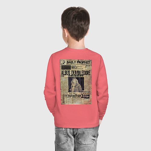 Детский лонгслив Гарри Поттер Ежедневный пророк / Коралловый – фото 4