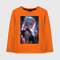 Лонгслив хлопковый детский Прекрасная девушка-эльф с луком, цвет: оранжевый