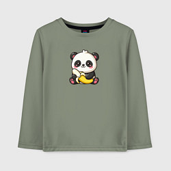 Лонгслив хлопковый детский Милая панда с бананом, цвет: авокадо