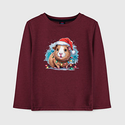 Лонгслив хлопковый детский Новогодняя морская свинка, цвет: меланж-бордовый