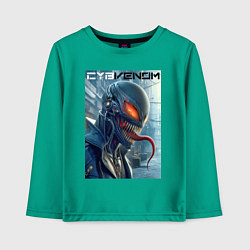 Лонгслив хлопковый детский Перерождение ядовитой слизи в киберпанк - Веном, цвет: зеленый