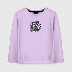 Лонгслив хлопковый детский Енот колдует Гарри Поттер пародия, цвет: лаванда