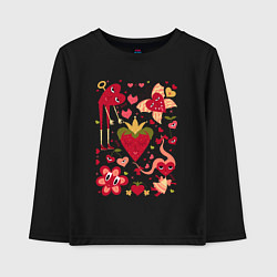 Лонгслив хлопковый детский Сердца коллаж, цвет: черный