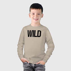 Лонгслив хлопковый детский Wild, цвет: миндальный — фото 2