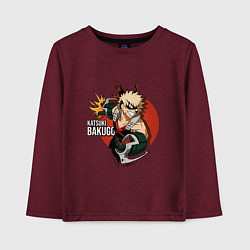 Лонгслив хлопковый детский Моя геройская академия Бакуго круг, цвет: меланж-бордовый