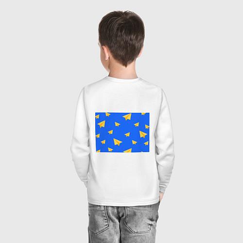 Детский лонгслив Желтый самолетик / Белый – фото 4