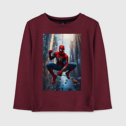 Лонгслив хлопковый детский Spider Man на страже справедливости, цвет: меланж-бордовый