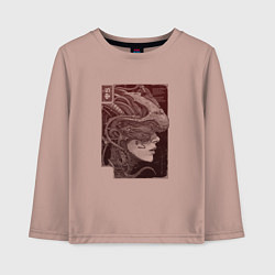 Лонгслив хлопковый детский Андроид в кибернетическом шлеме, цвет: пыльно-розовый