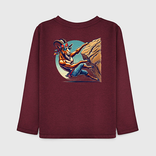 Детский лонгслив Безумный горный / Меланж-бордовый – фото 2